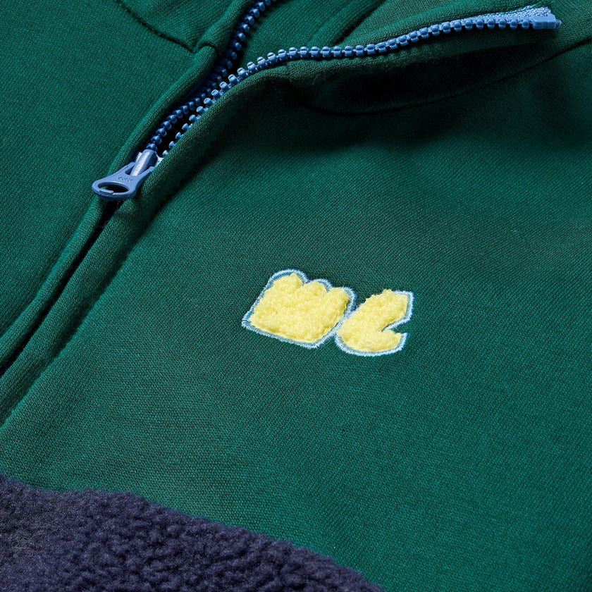 Recycled Cotton And Sherpa Navy Zipup