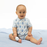 Blue Argyle - Short Playsuit