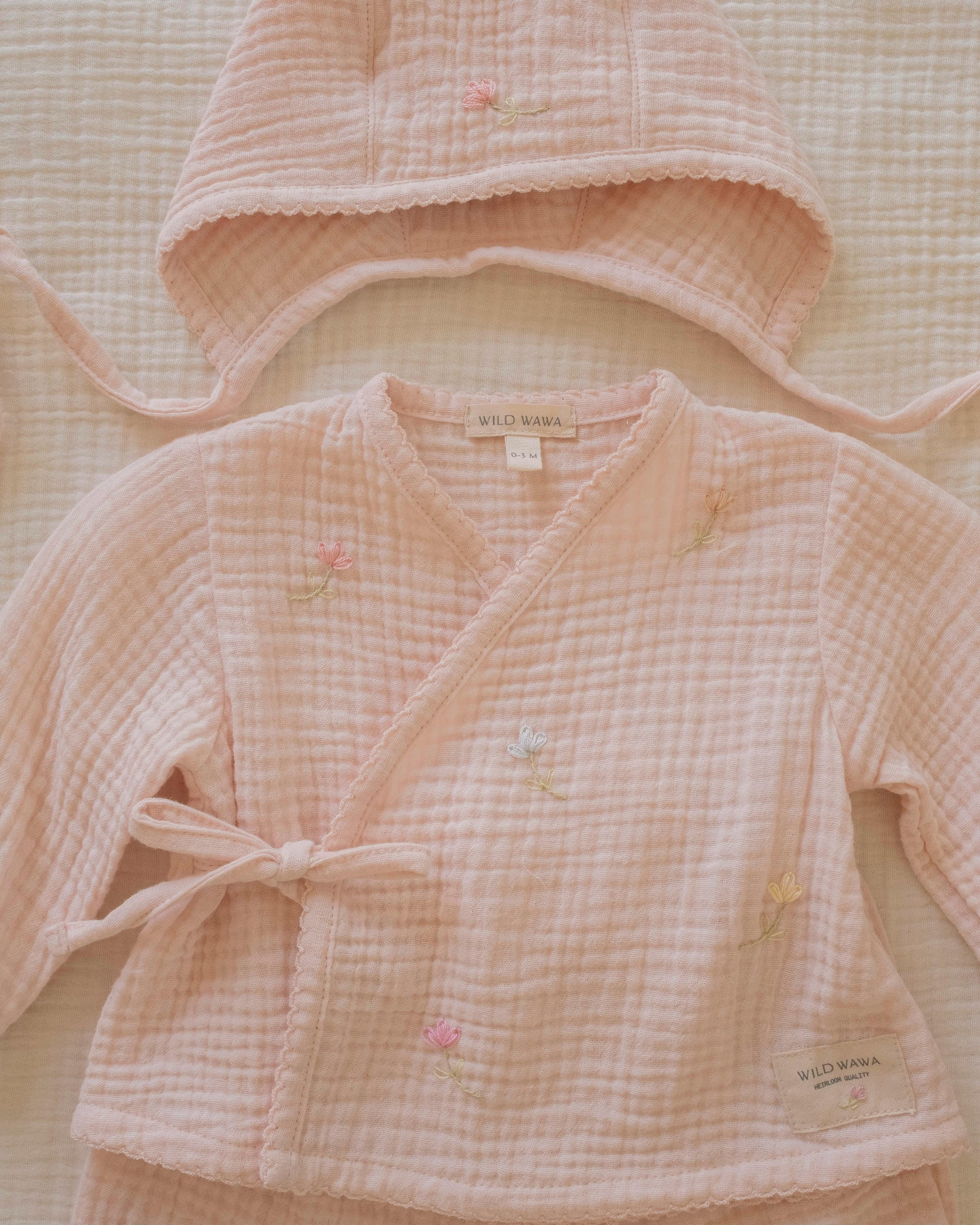 Gauze Bundle Set in Embroidered Flowers