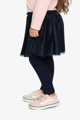 Leggings With Integrated Tulle Skirt Dark Blue