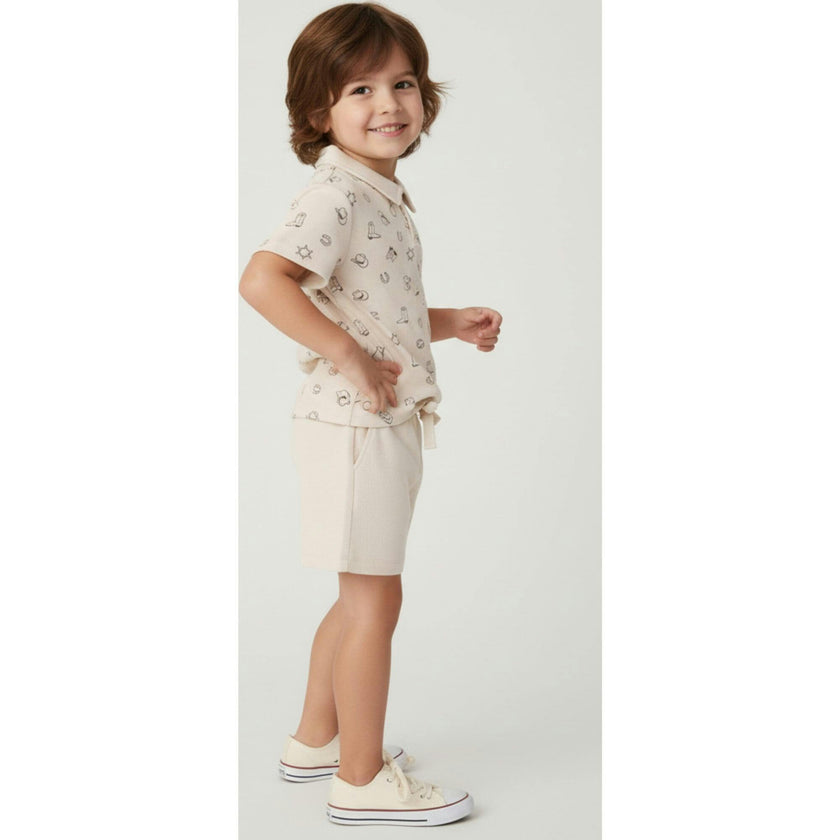 Organic Collar Tee & Shorts Set - Rodeo