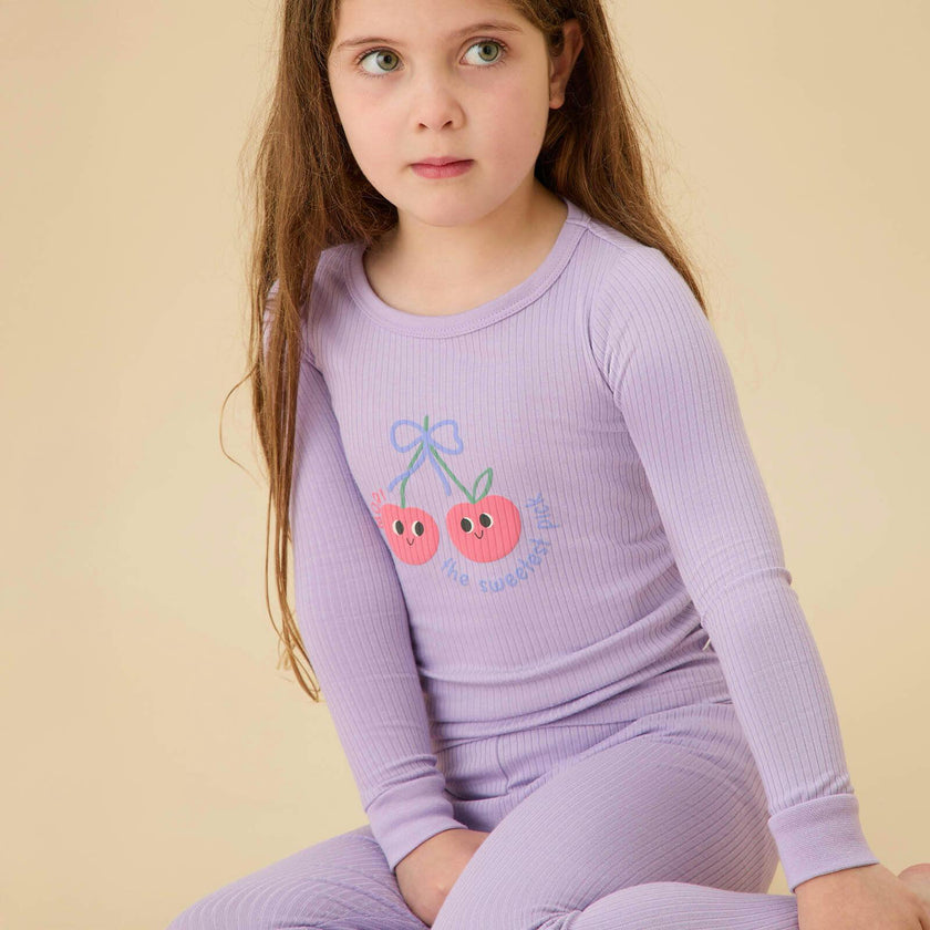 Cherry Ribbed Pajama Set