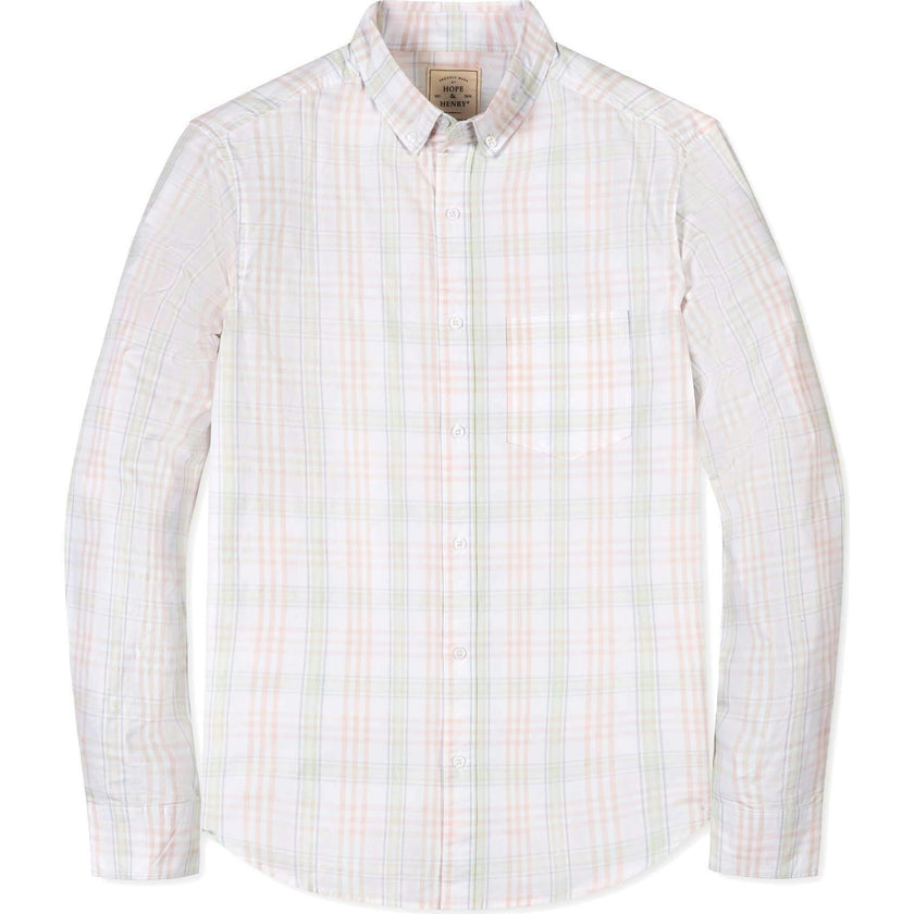 Organic Long Sleeve Stretch Poplin Button Down Shirt, White