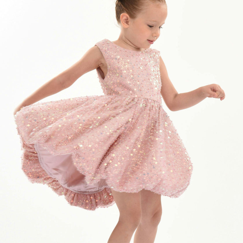 Pink Peach Ainsley Sequin Bow Dress