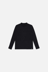 Brushed Rib Crew Neck Top Black