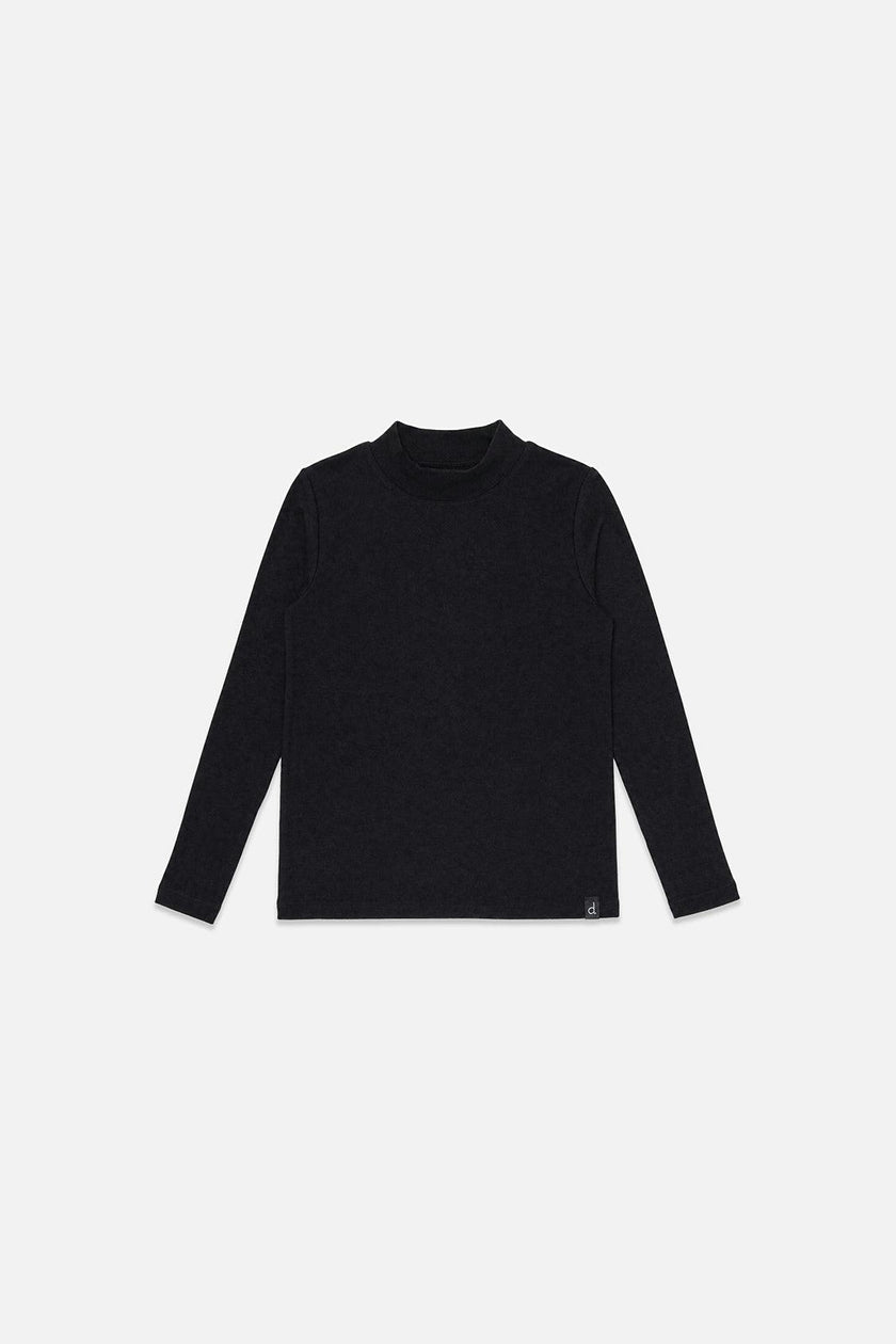 Brushed Rib Crew Neck Top Black
