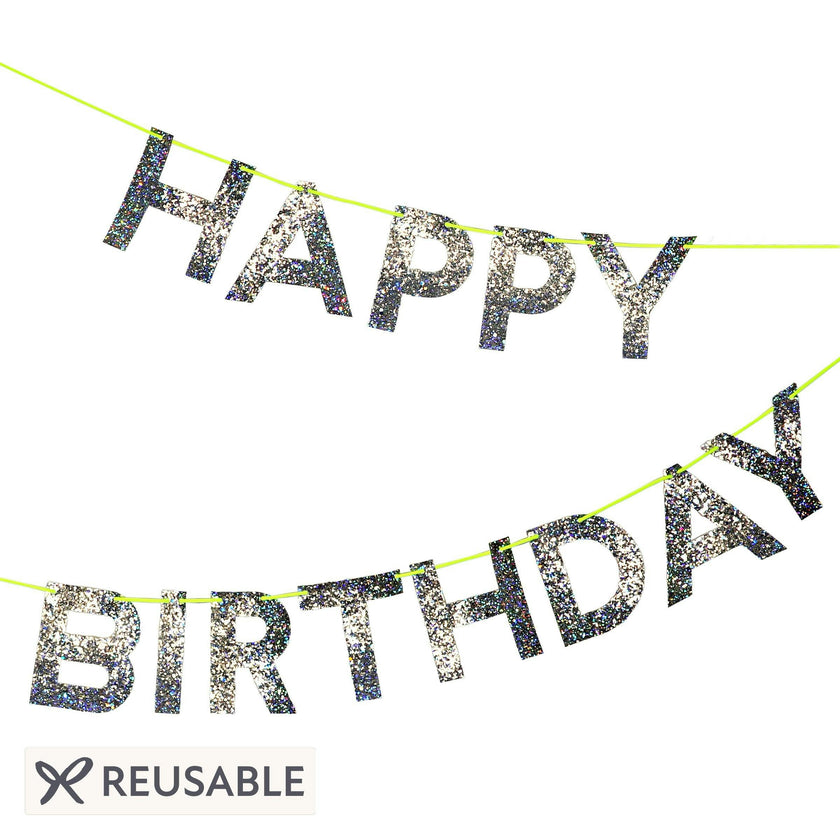 Silver Happy Birthday Garland