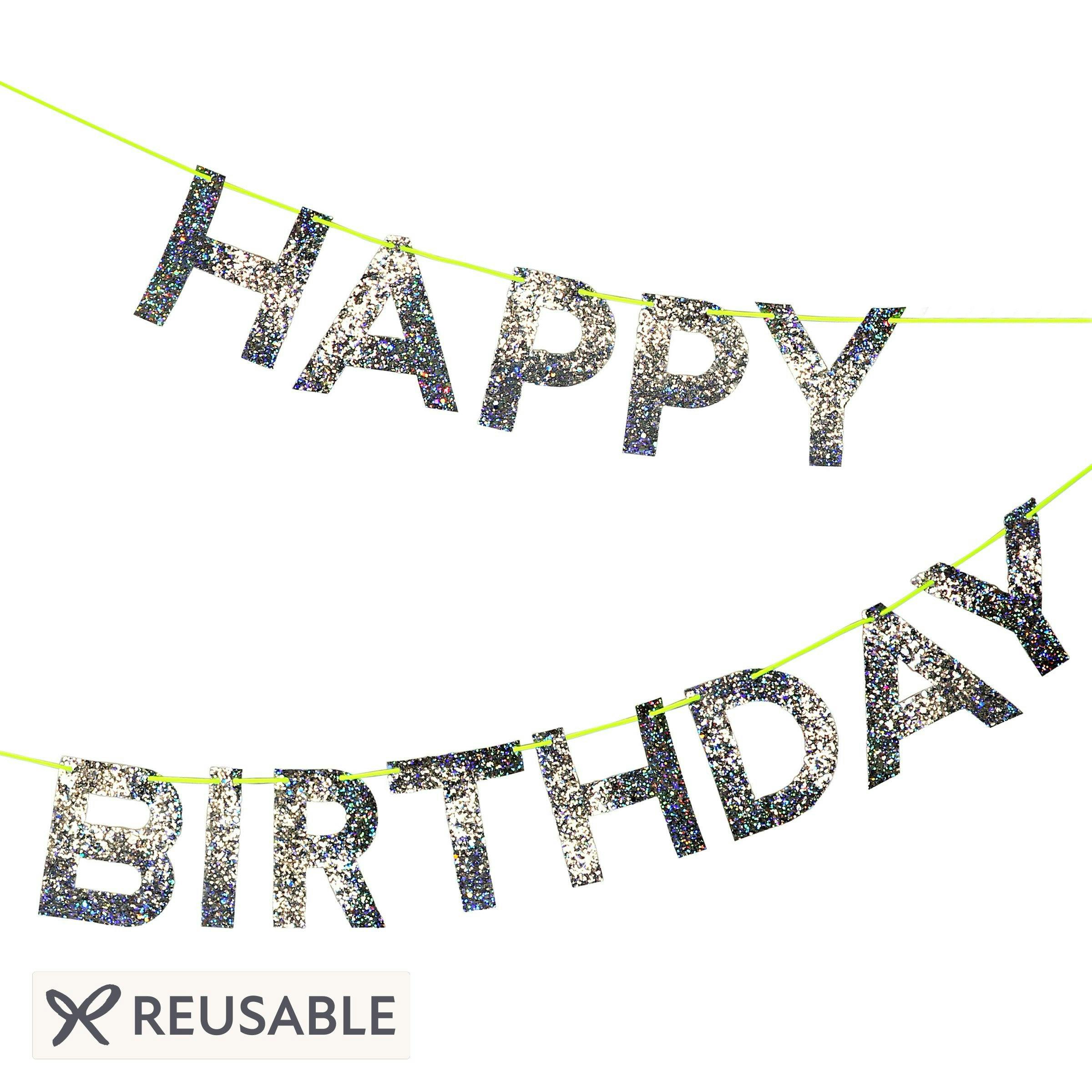 Silver Happy Birthday Garland
