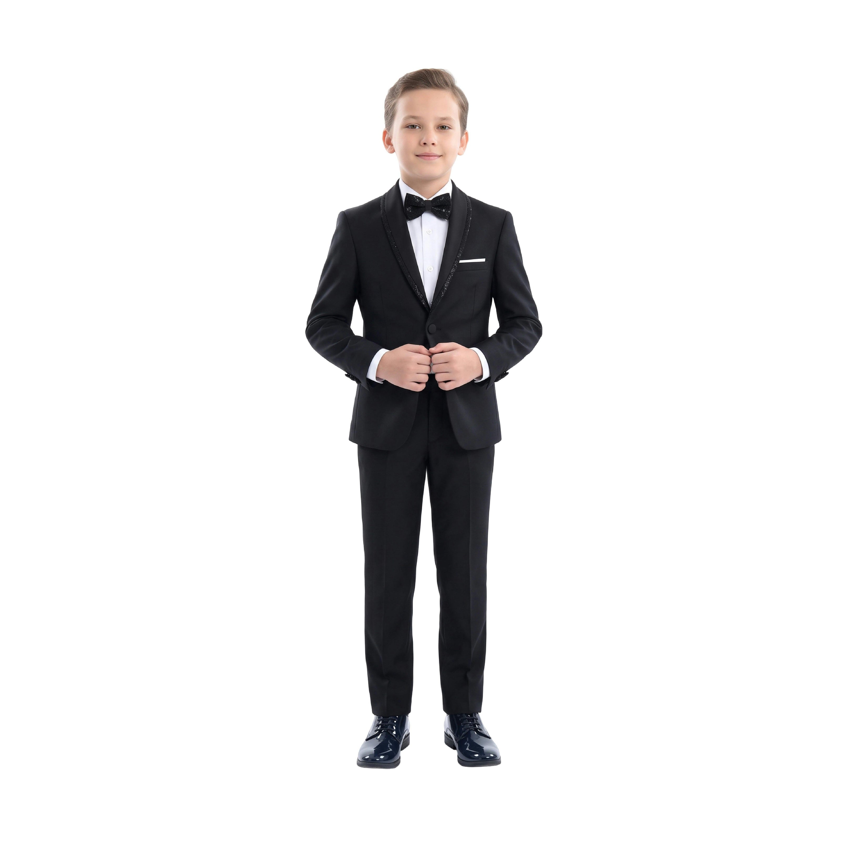 Black Glitter Trim Suit