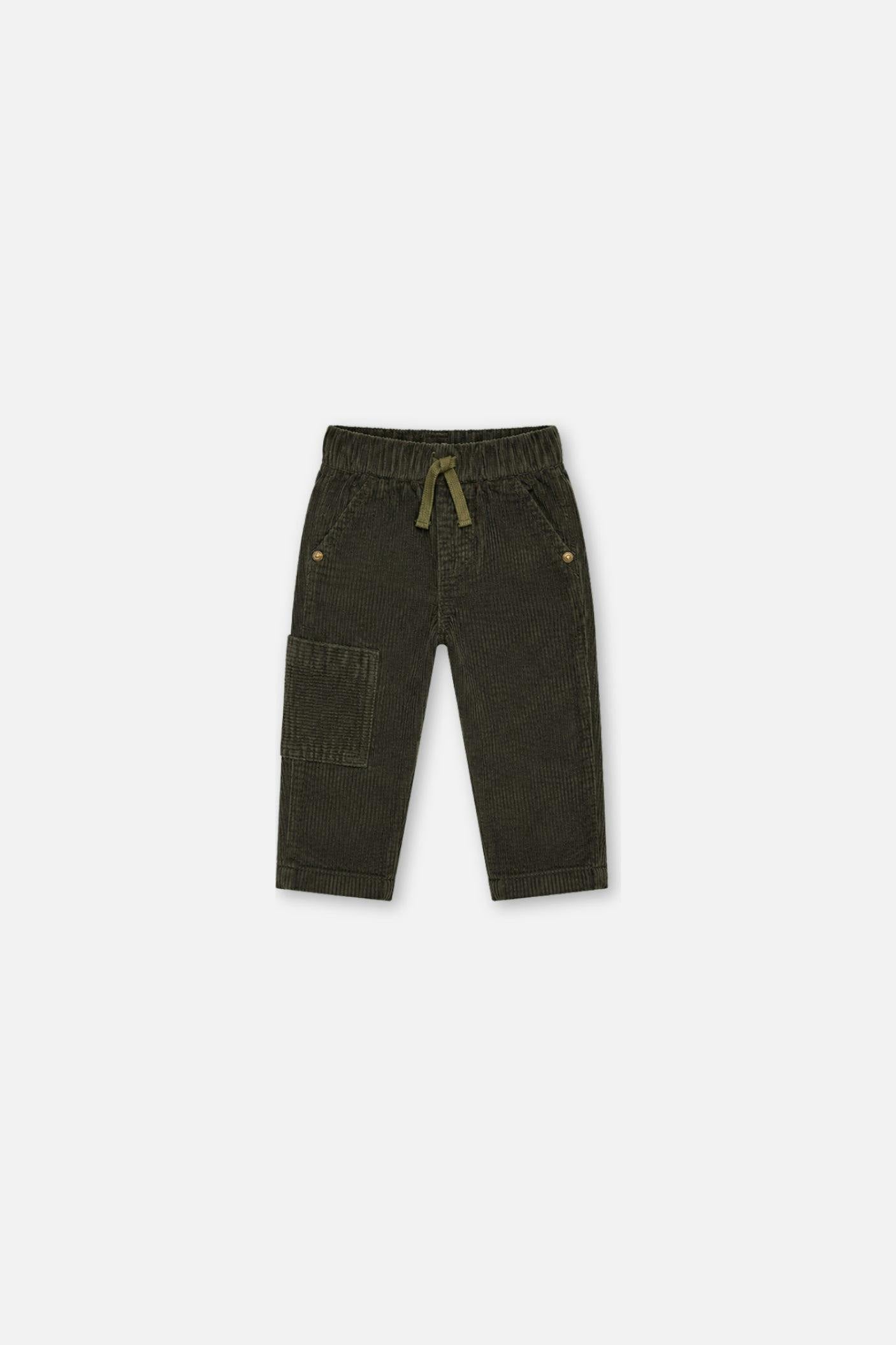 Baby Stretch Corduroy Pants with Cargo Pocket Dark Grey