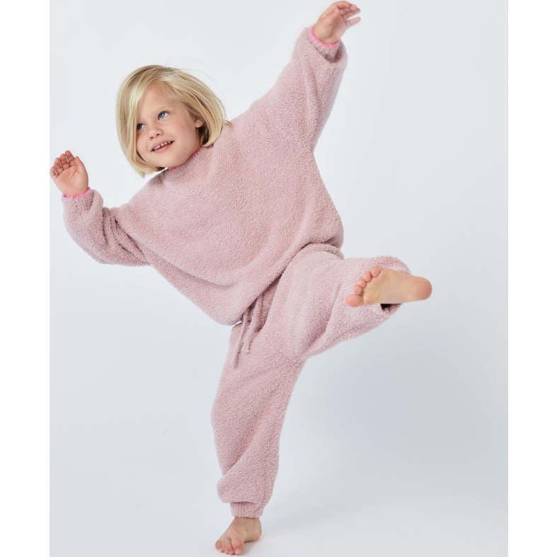 Baby Girls Fuzzy Boxy Contrast Trim Sweater