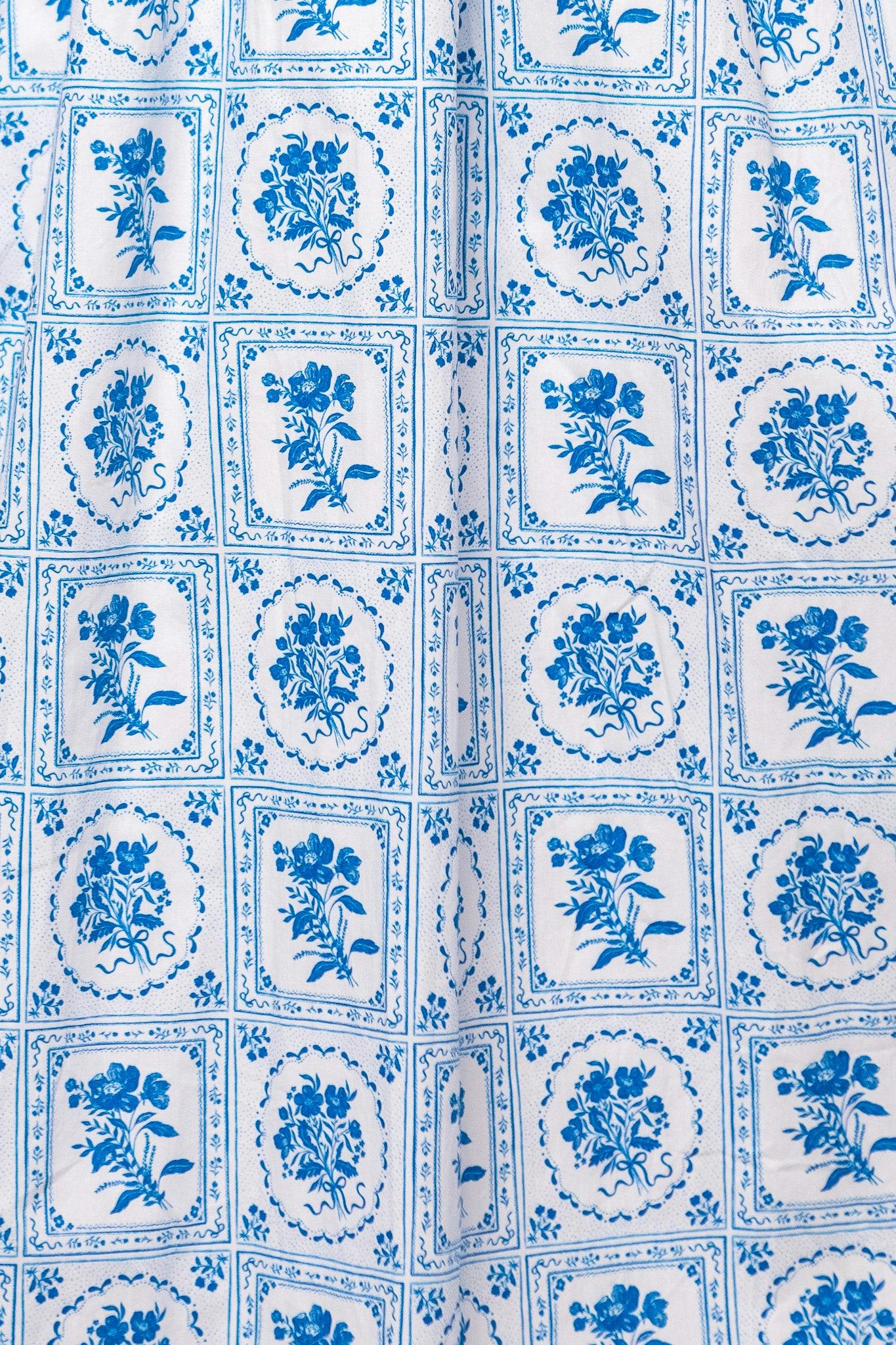 Mae Dress in Blue Floral Stamp