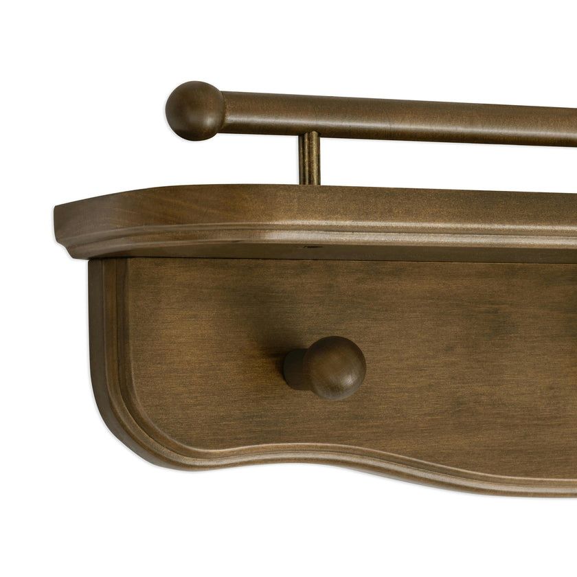 Liberty 31" Wall Shelf with Hookss in Natural Walnut