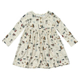Girls Long Sleeve Henley Dress in Nativity