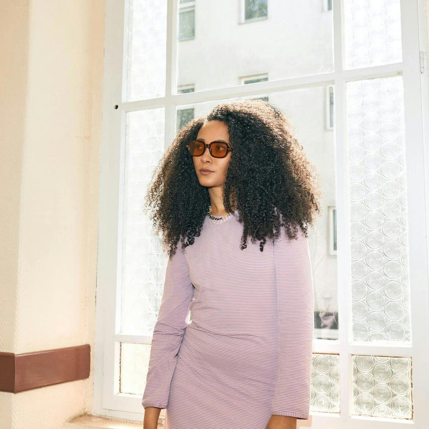 women's midi dress - lavender shadow