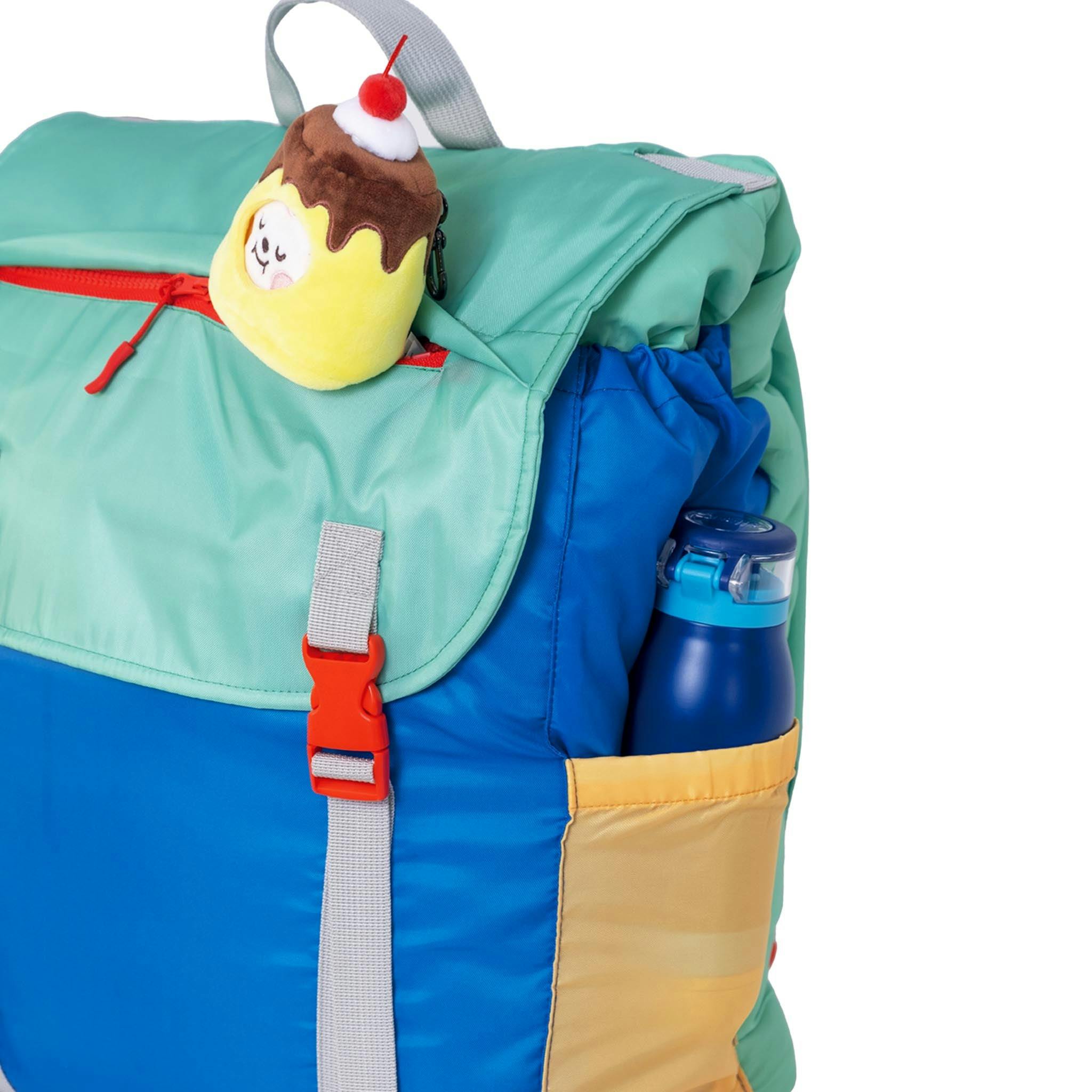 Sleep-N-Pack™ – Big Kid Size | Color Block Camp Collection: Blue Smile Face