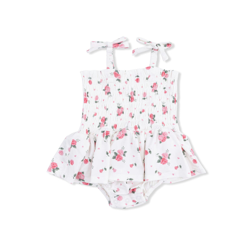 Pink Rosettes - Smocked Bubble with Skirt
