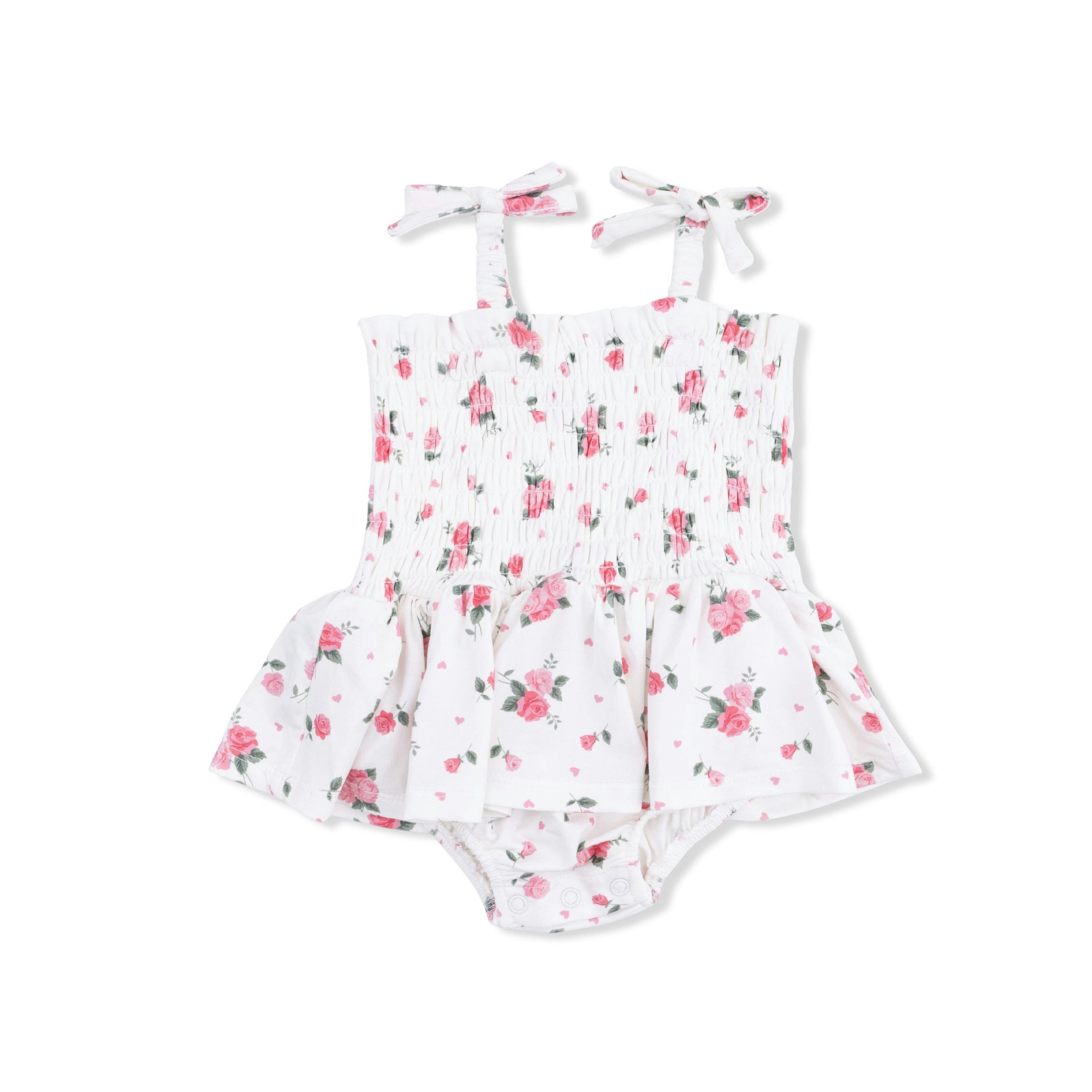 Pink Rosettes - Smocked Bubble with Skirt