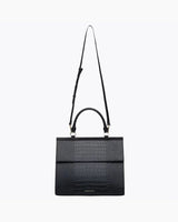 Large, Insulated, Chic Lunchbox, Black Croc