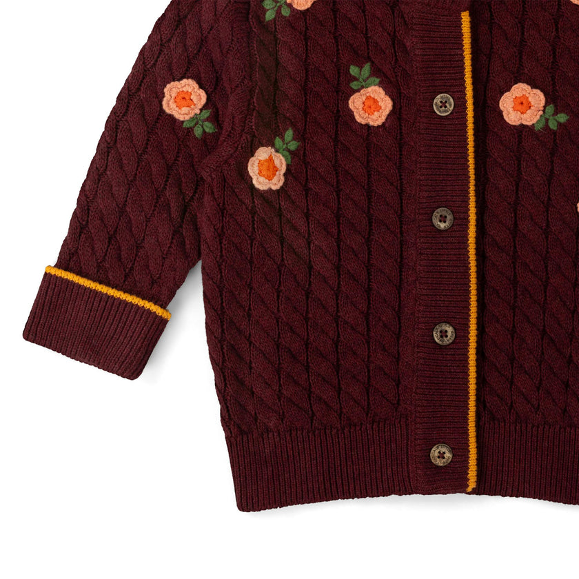 Berry Petal Snuggly Knitted Cardigan, Purple