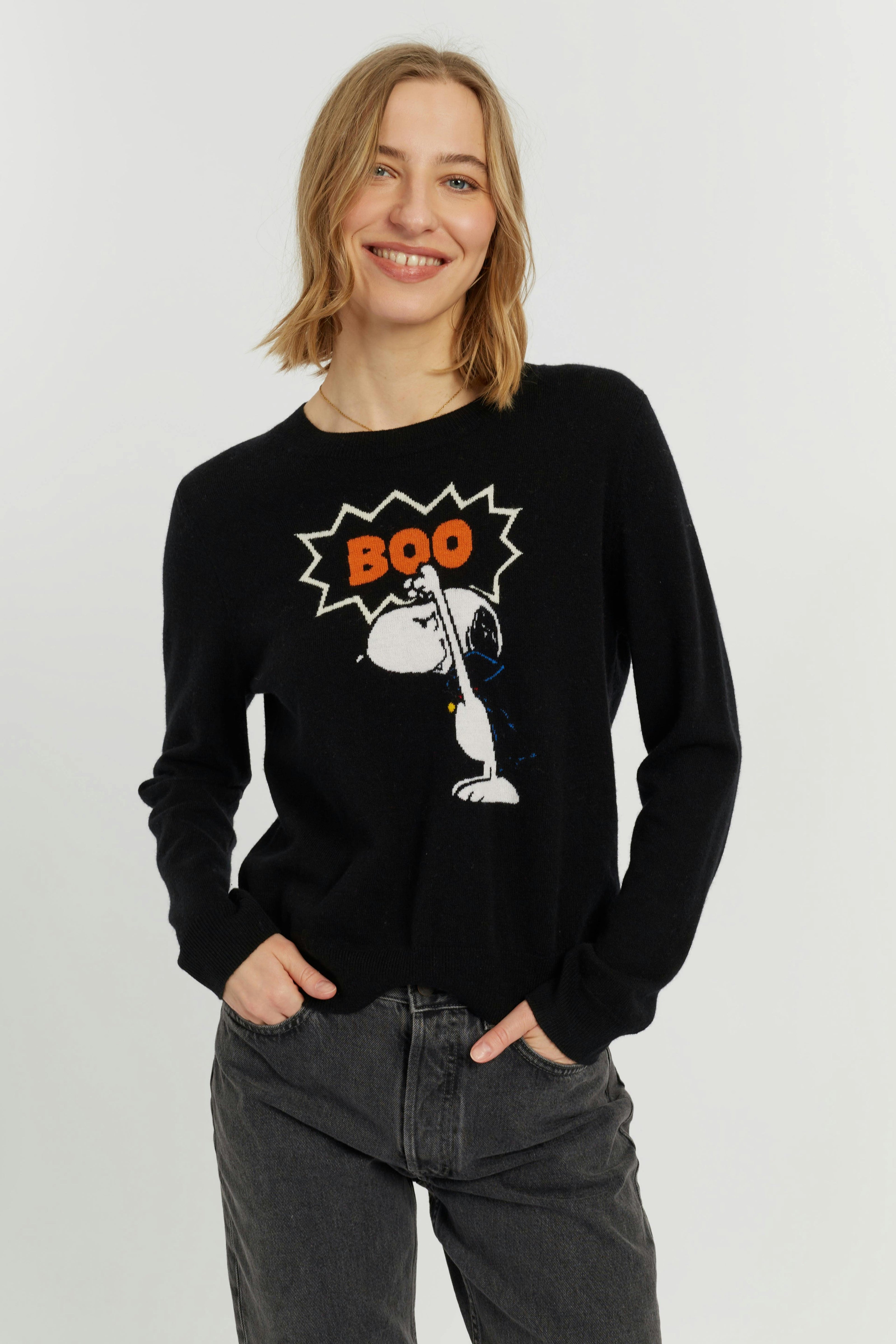 Wool-Cashmere Snoopy Boo Sweater