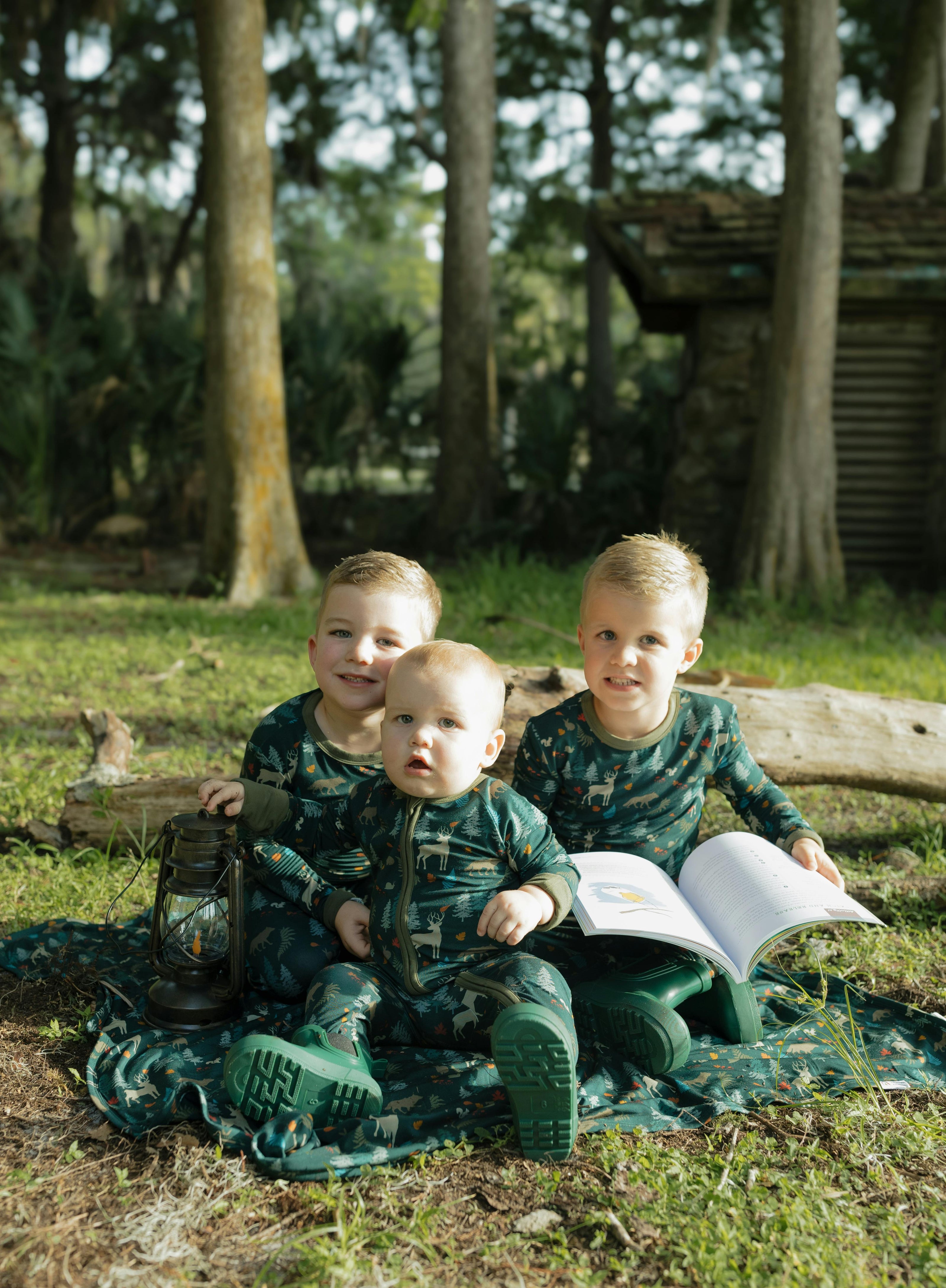 Midnight Forest Two-Piece Bamboo Long Sleeve Pajama Kids Pants Set