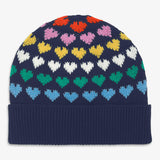 Kids cotton beanie in rainbow hearts