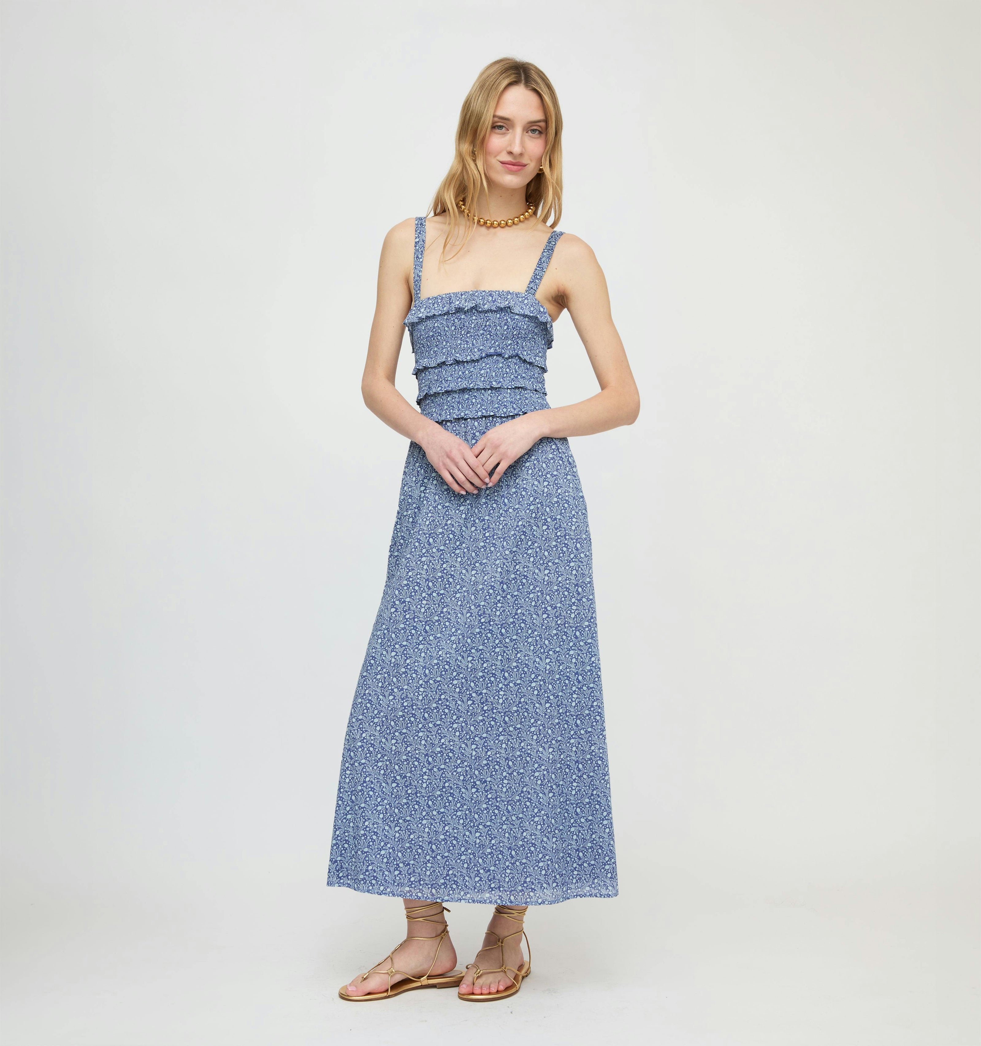 The Analiese Nap Dress - Cornflower Ditsy Thistle