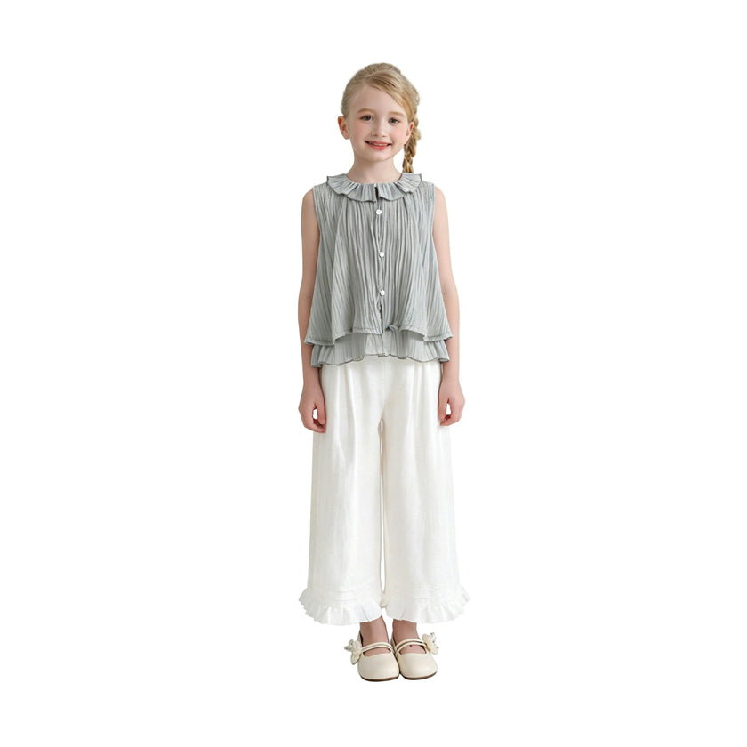 Gray Ruffle Pants Set