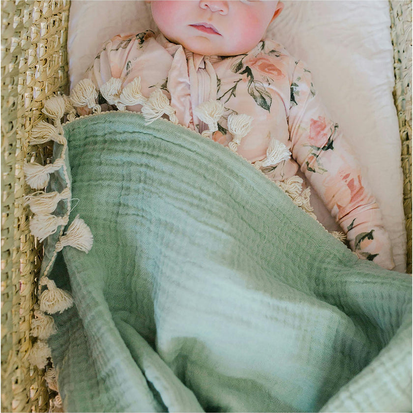6 Layer Muslin Blanket Evergreen
