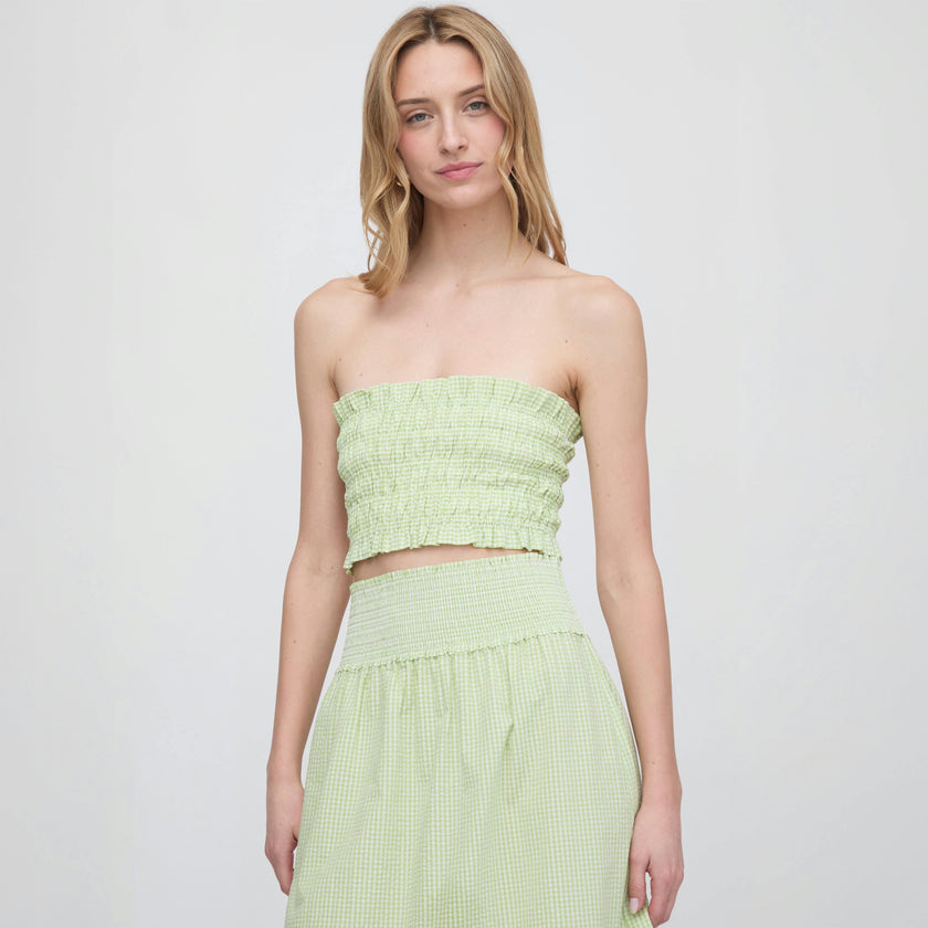 The June Nap Top - Lime Gingham