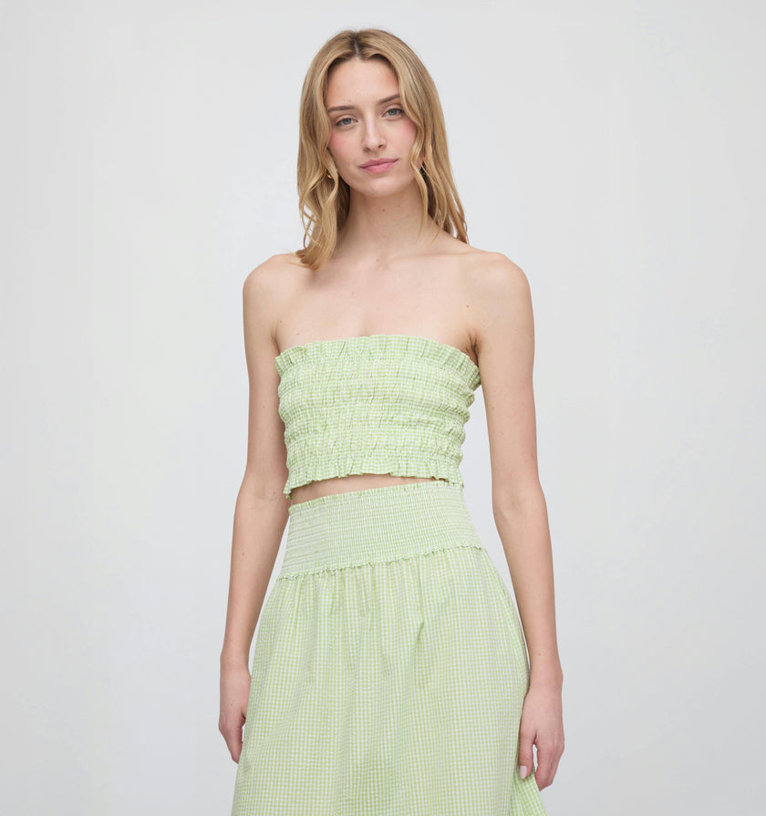 The June Nap Top - Lime Gingham