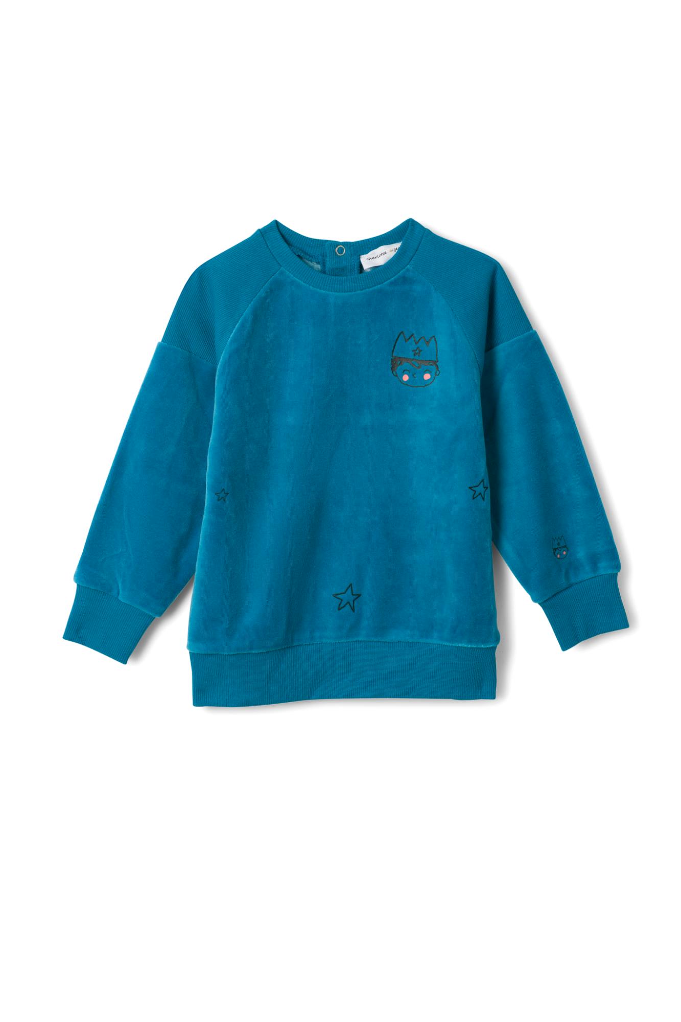 Prince Print Snap Front Velour Sweatshirt