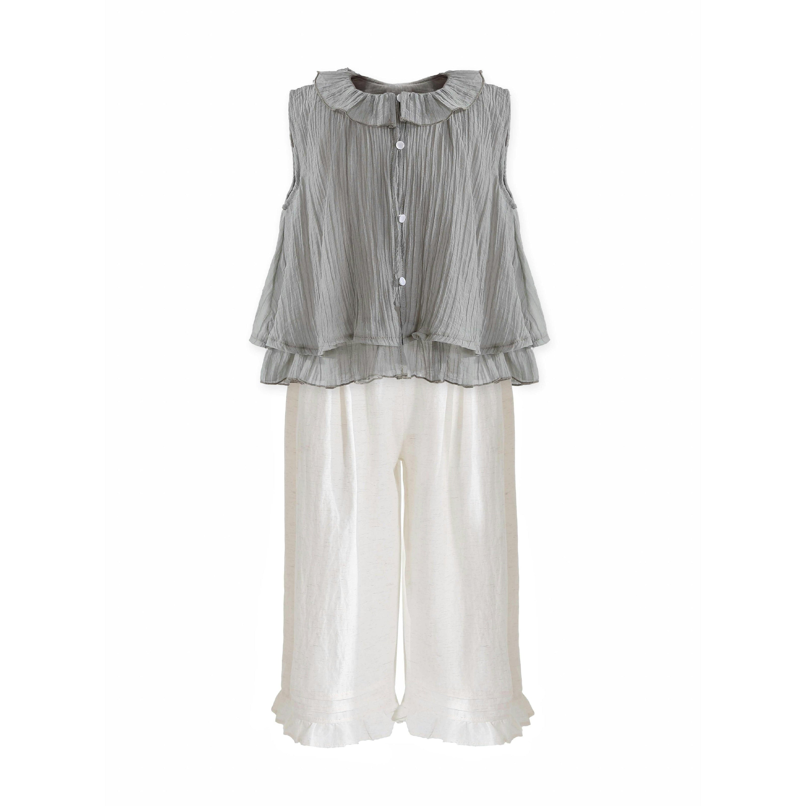 Gray Ruffle Pants Set