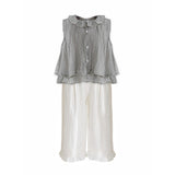 Gray Ruffle Pants Set