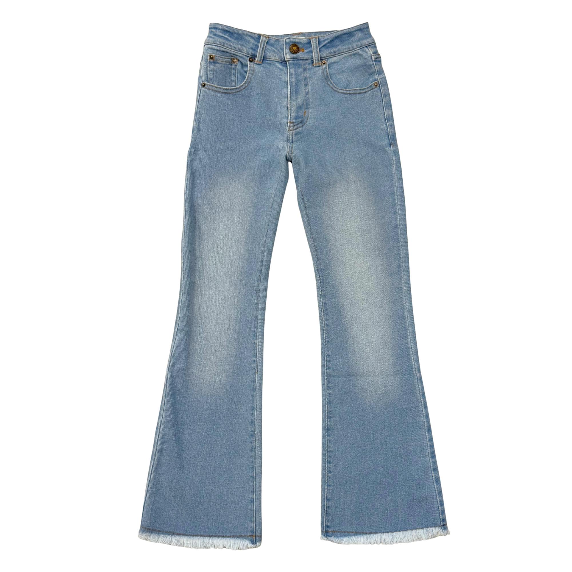 Girls Denim Jeans with Embroidery in Light Vintage Wash