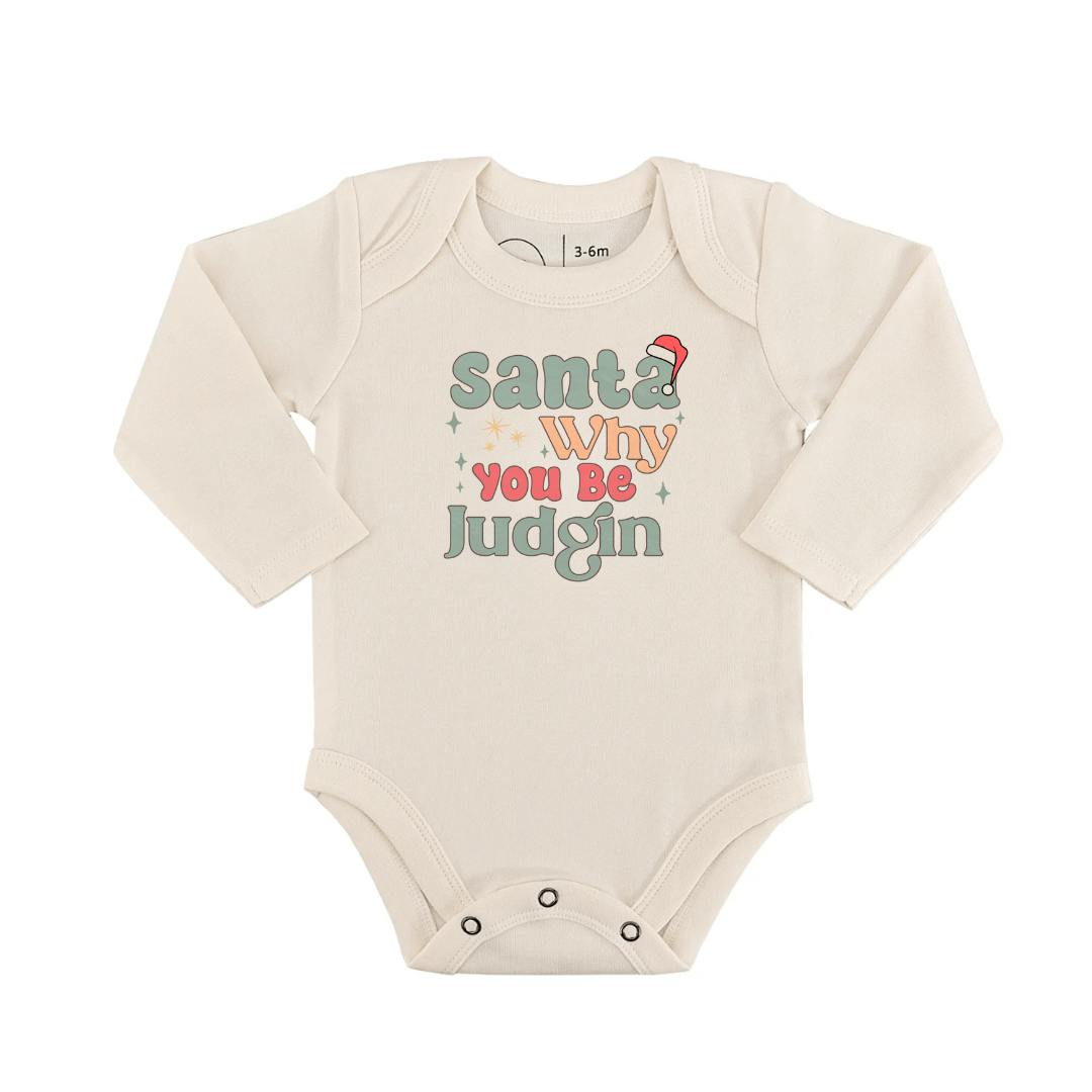 long sleeve graphic bodysuit | why be judgin