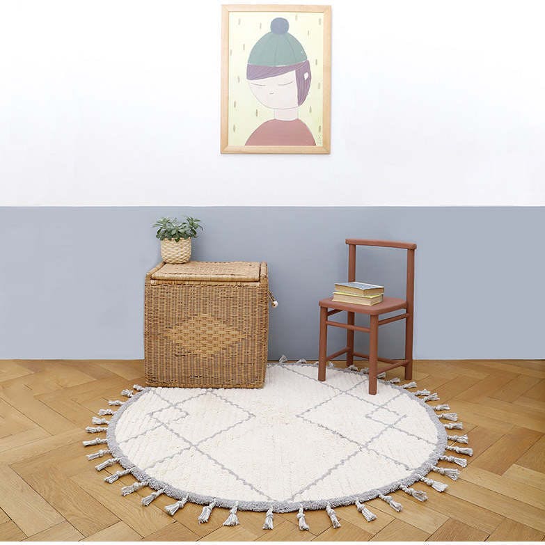 Come Braided Tassel Round Rug