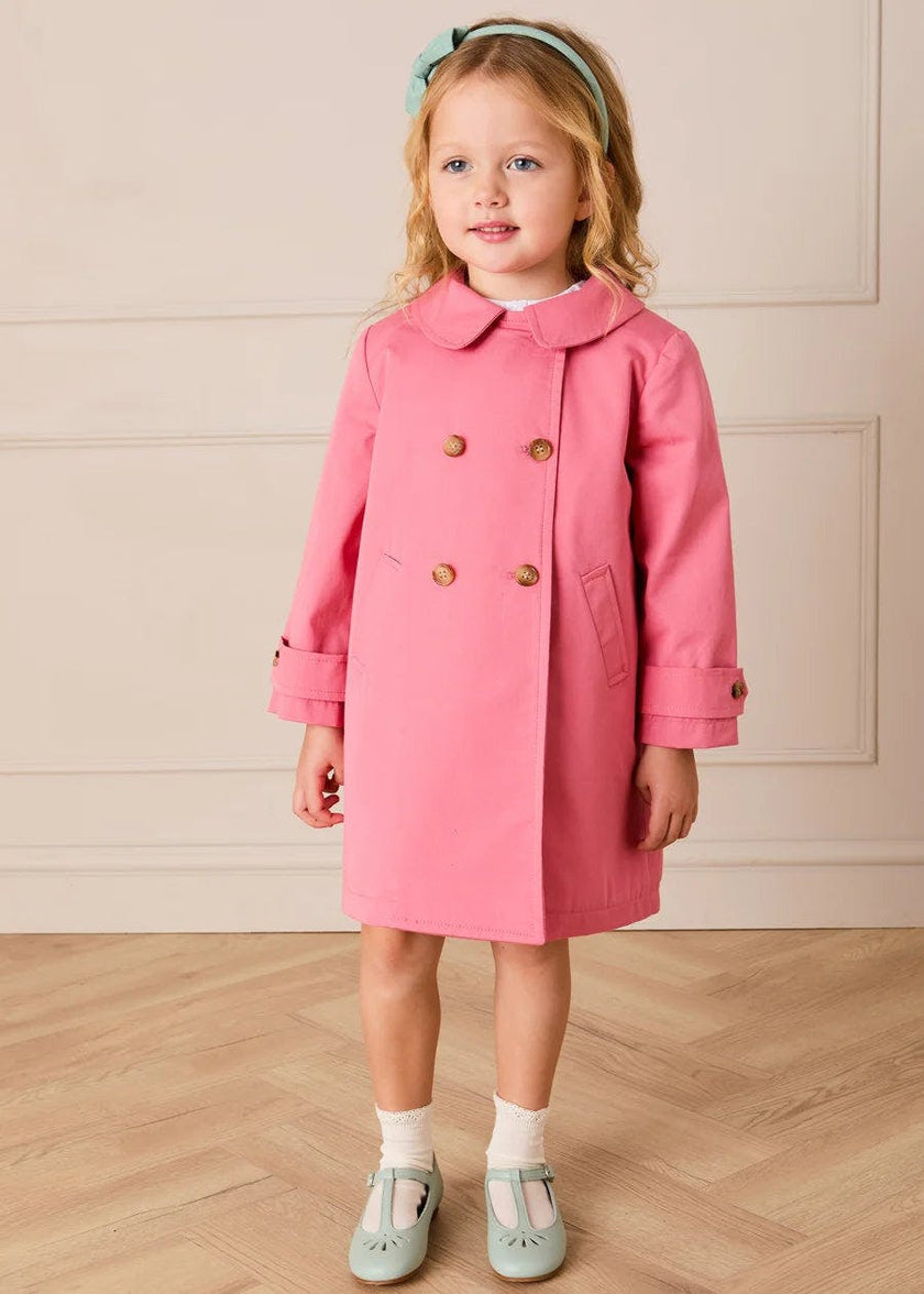 Double Breasted Margaret Floral Lined Rain Coat in Raspberry (18mths-12yrs)