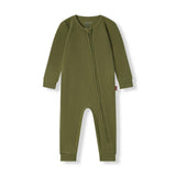 Olive Waffle Zipper Pajama