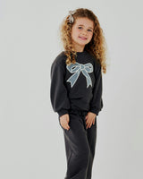 Lace Bow Sweatshirt Set