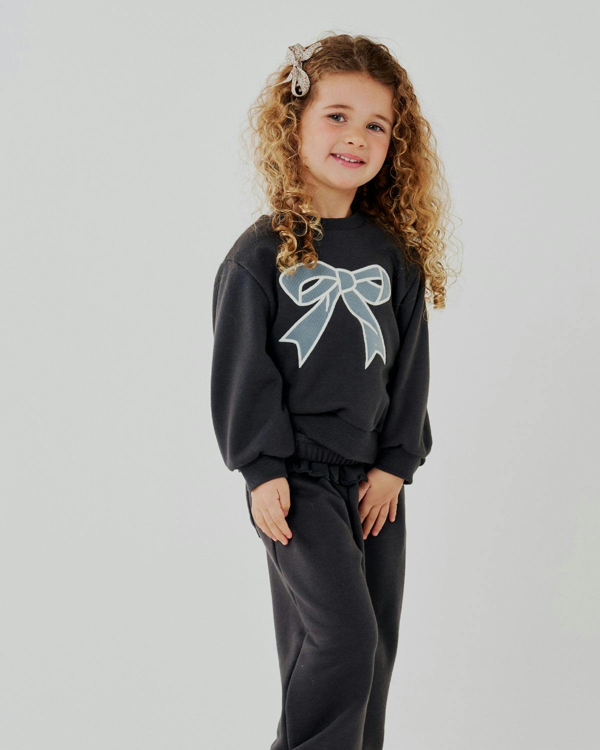 Lace Bow Sweatshirt Set