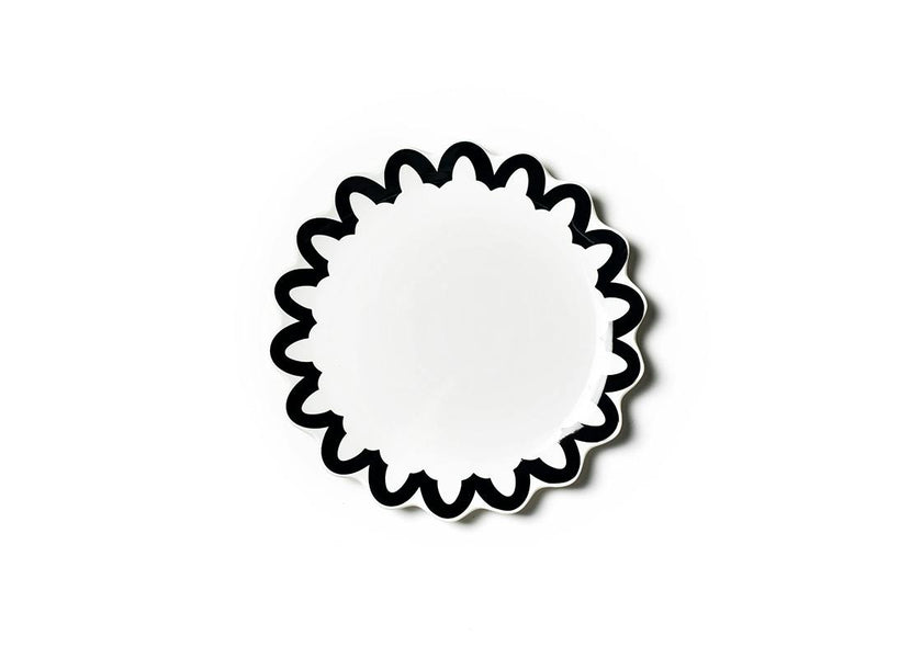 Black Arabesque Trim Scallop Dinner Plate