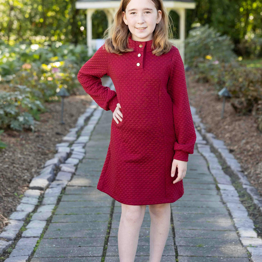 Quilted Knit Dress With Buttons