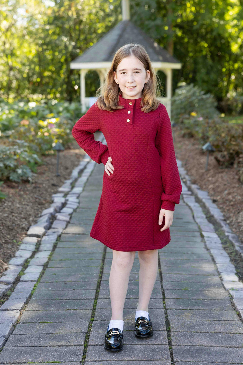 Quilted Knit Dress With Buttons