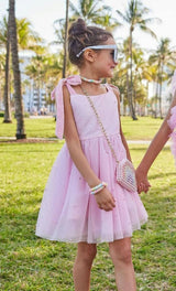 Crystal Pearl Tulle Sleeveless Tank Dress
