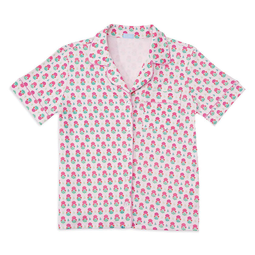 Geranium Block Women’s Button Front Short Pajama Set