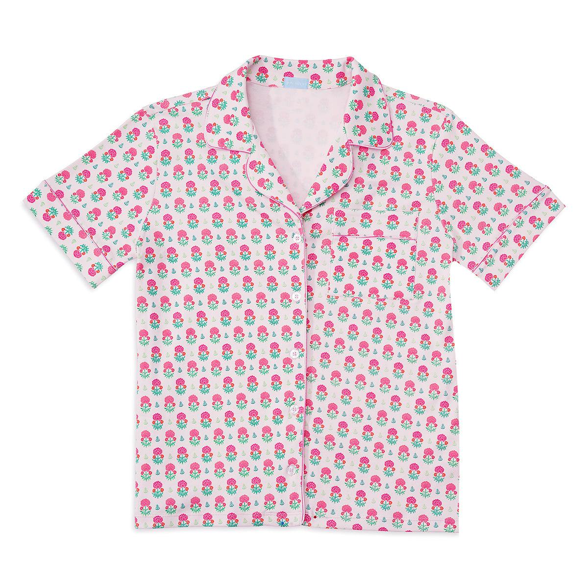Geranium Block Women’s Button Front Short Pajama Set