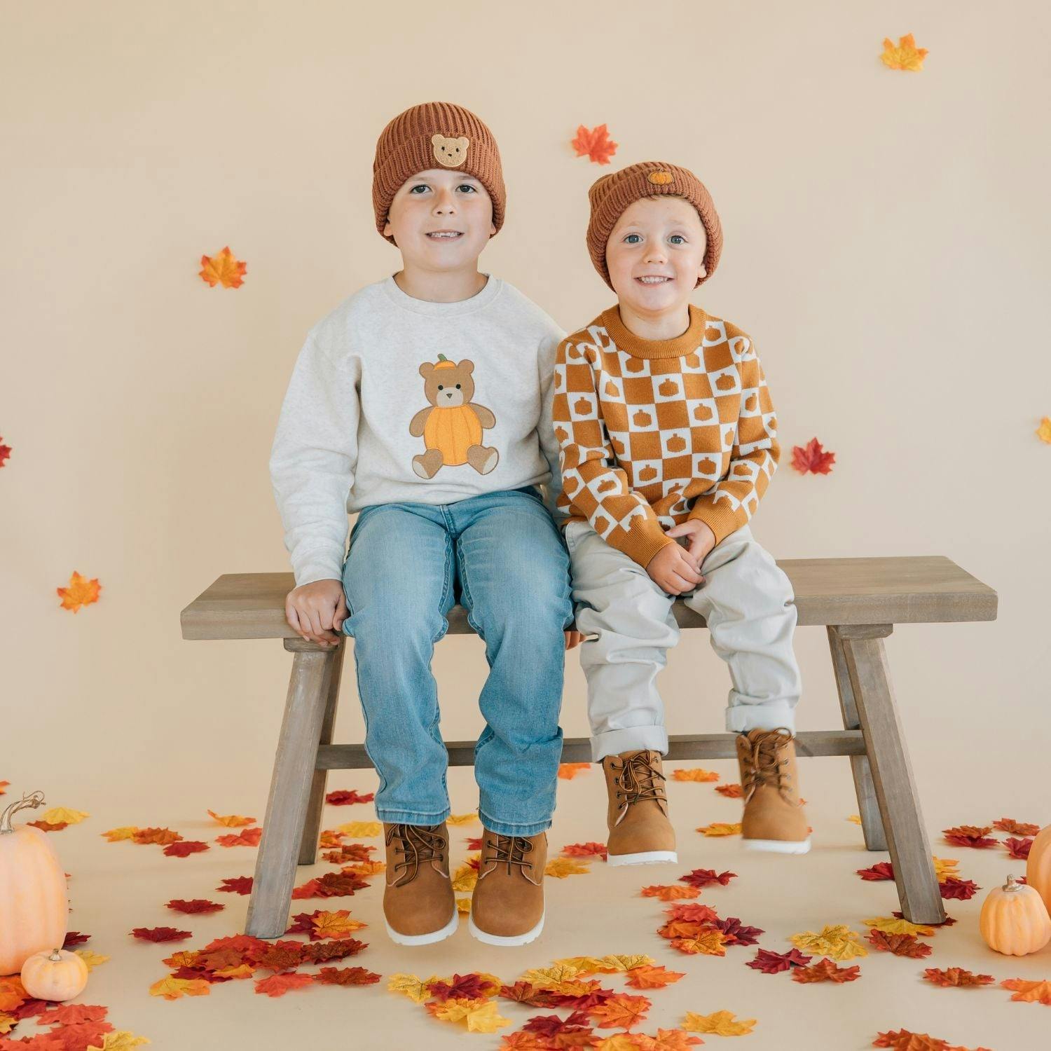 Pumpkin Teddy Bear Patch Sweatshirt