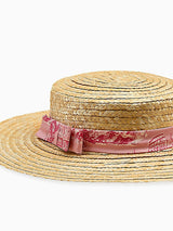 Nicky Hilton x La Coqueta Pink Toile de Jouy Portia Girl Straw Hat